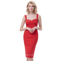 Belle Poque Retro Vintage 1950&#39;s Sleeveless Sweetheart Neckline Hips-Wrapped Red Bodycon Pencil Dress BP000386-1